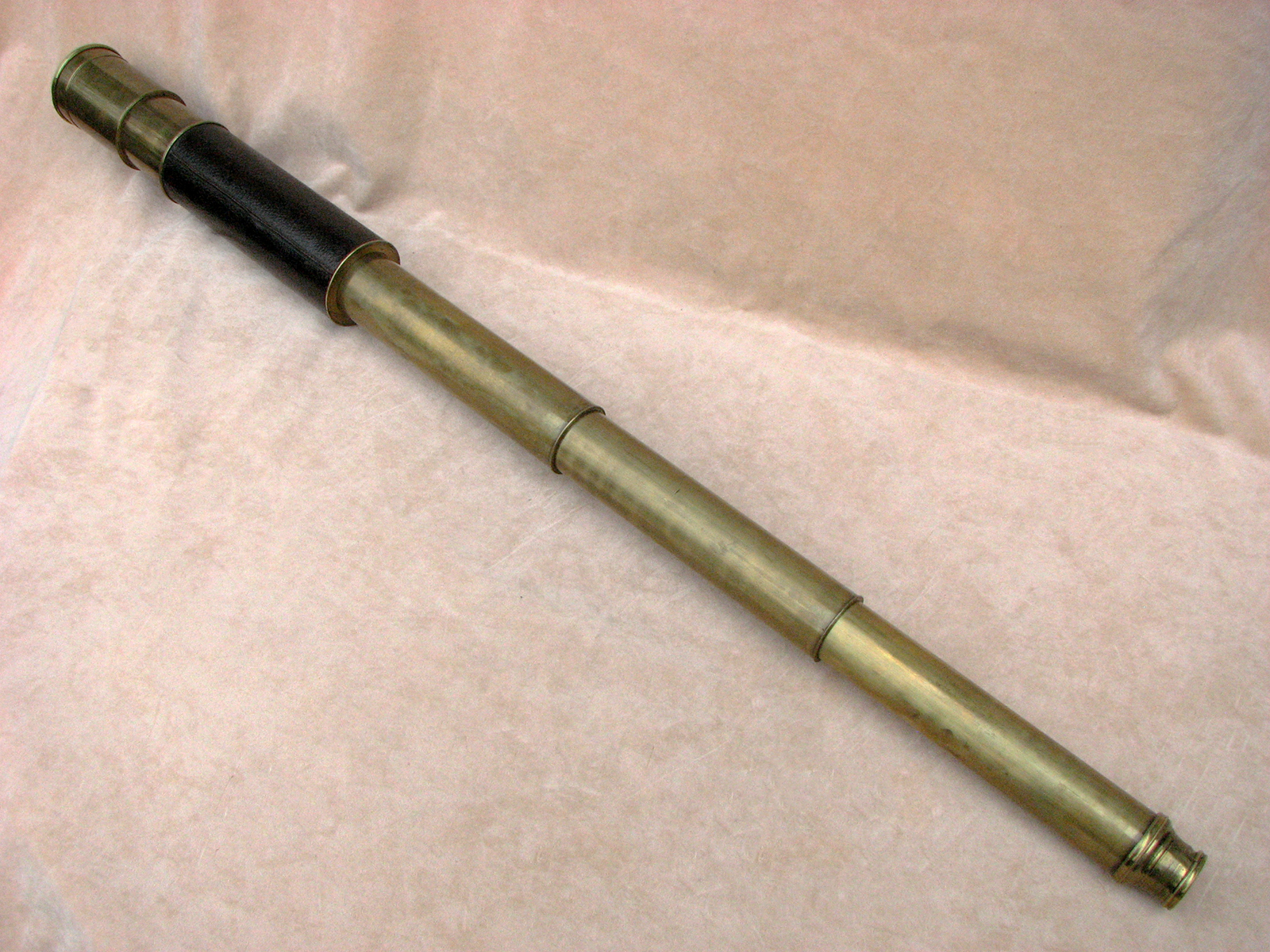 19th century 3 draw brass and leather ships telescope